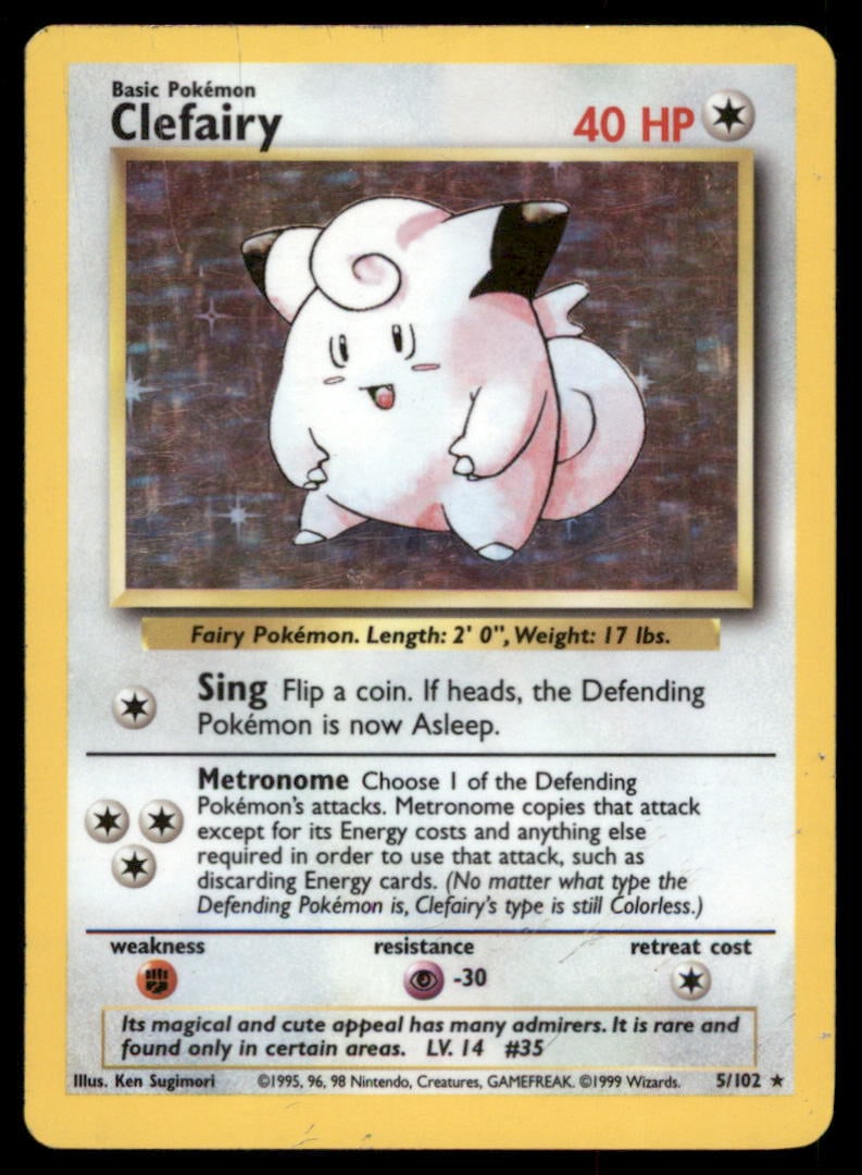 Clefairy Base Set #005/102 Holo Pokemon Card: We offer combined shipping on multiple items. Buyers may also arrange their own shipping. LiveShipping is a separate and independent option for shipping that is NOT a part of the auction house or thei