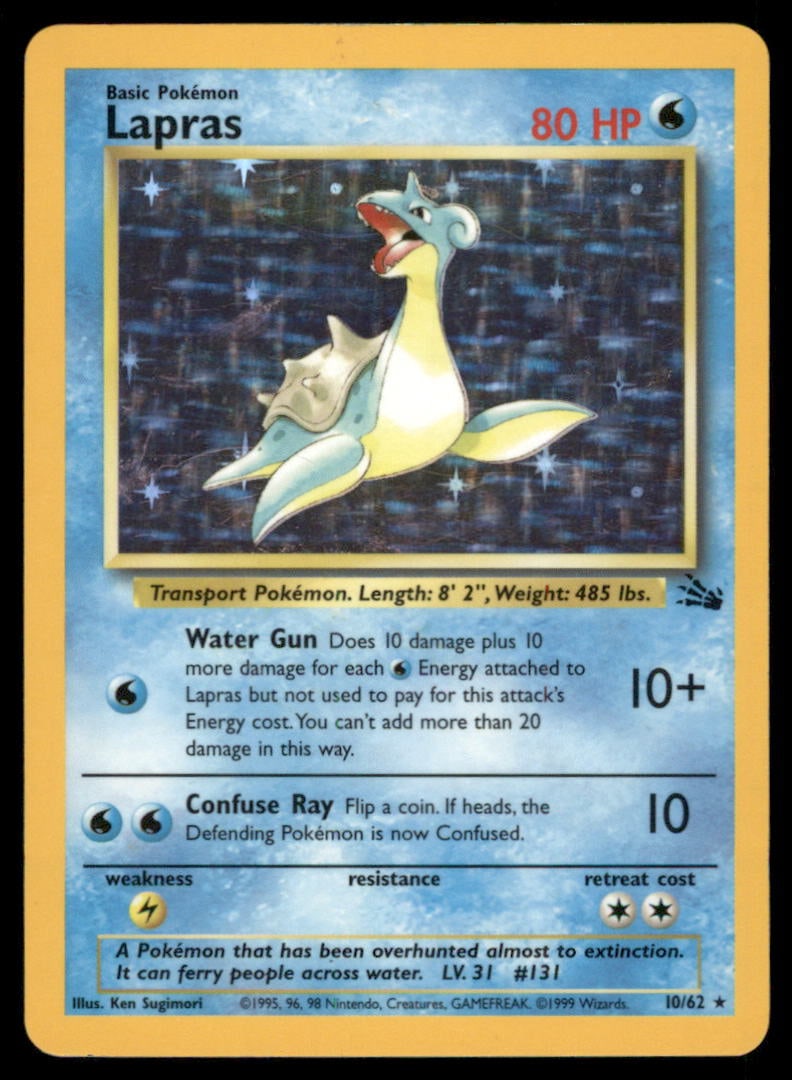 Lapras (10) Fossil #10/62 Holo Pokemon Card: We offer combined shipping on multiple items. Buyers may also arrange their own shipping. LiveShipping is a separate and independent option for shipping that is NOT a part of the auction house or thei