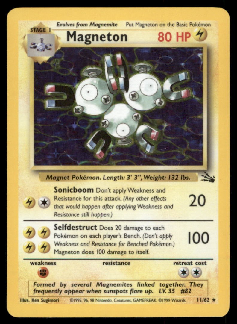 Magneton (11) Fossil #11/62 Holo Pokemon Card: We offer combined shipping on multiple items. Buyers may also arrange their own shipping. LiveShipping is a separate and independent option for shipping that is NOT a part of the auction house or thei