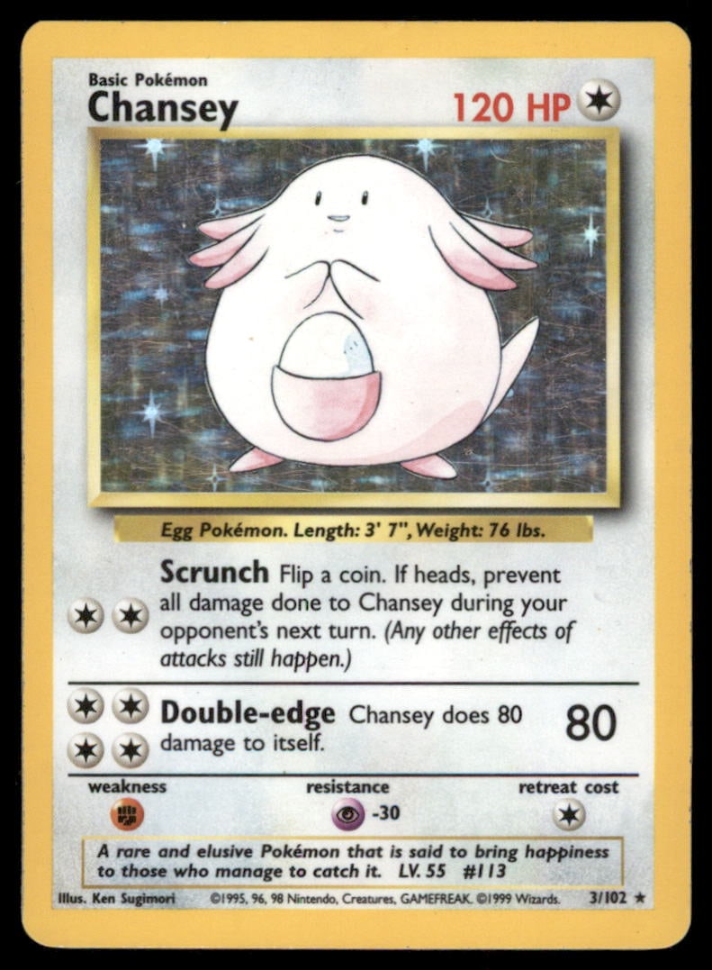 Chansey Base Set #003/102 Holo Pokemon Card: We offer combined shipping on multiple items. Buyers may also arrange their own shipping. LiveShipping is a separate and independent option for shipping that is NOT a part of the auction house or thei