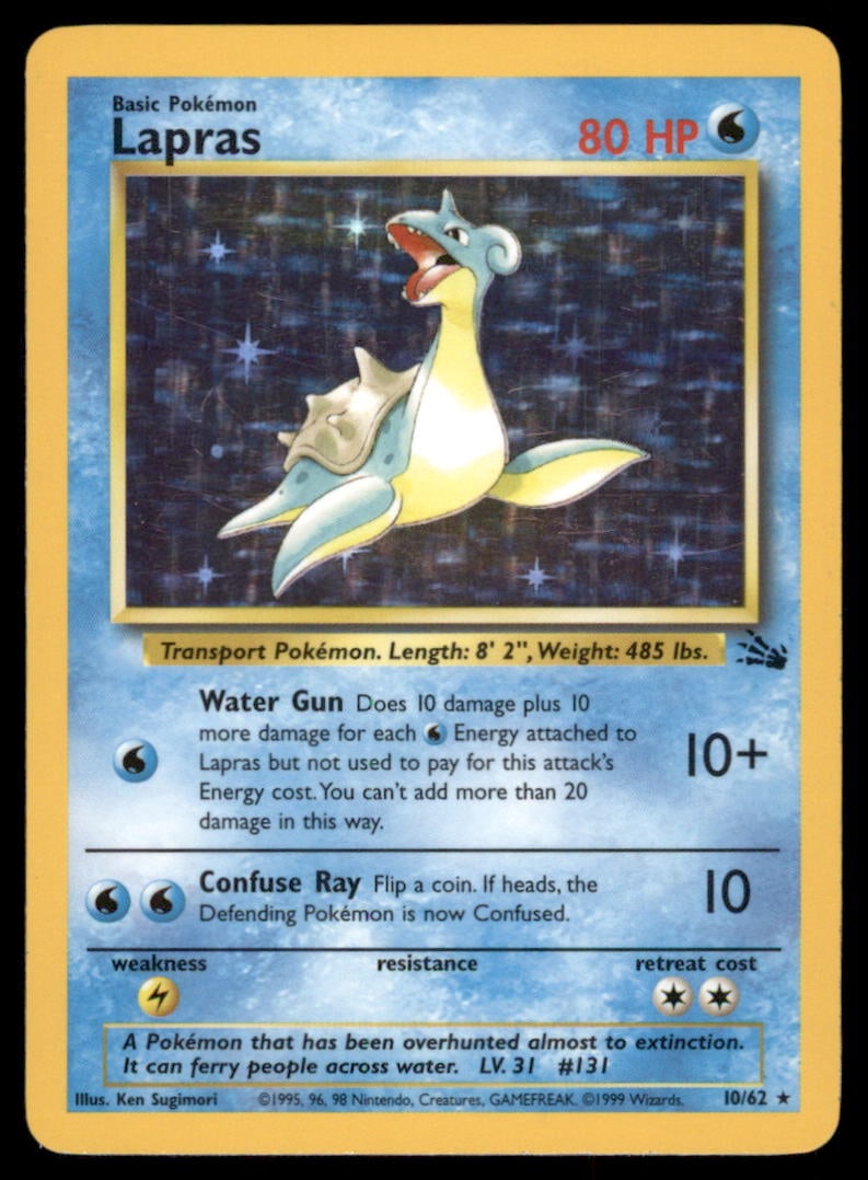 Lapras (10) Fossil #10/62 Holo Pokemon Card (1 of 2)