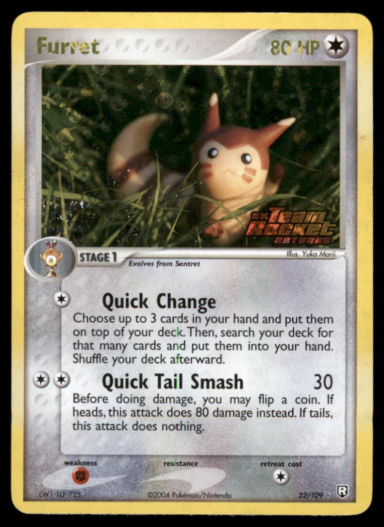 Furret Stamped Team Rocket Returns #22/109 Holo Pokemon Card: We offer combined shipping on multiple items. Buyers may also arrange their own shipping. LiveShipping is a separate and independent option for shipping that is NOT a part of the auction house or thei