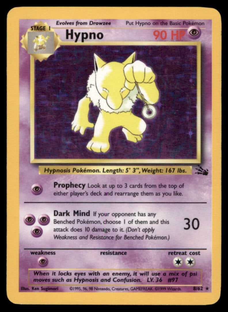 Hypno (8) Fossil #08/62 Holo Pokemon Card: We offer combined shipping on multiple items. Buyers may also arrange their own shipping. LiveShipping is a separate and independent option for shipping that is NOT a part of the auction house or thei