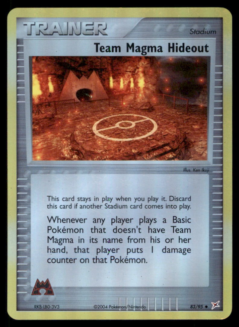 Team Magma Hideout Team Magma vs Team Aqua #83/95 Reverse Holo Pokemon Card: We offer combined shipping on multiple items. Buyers may also arrange their own shipping. LiveShipping is a separate and independent option for shipping that is NOT a part of the auction house or thei