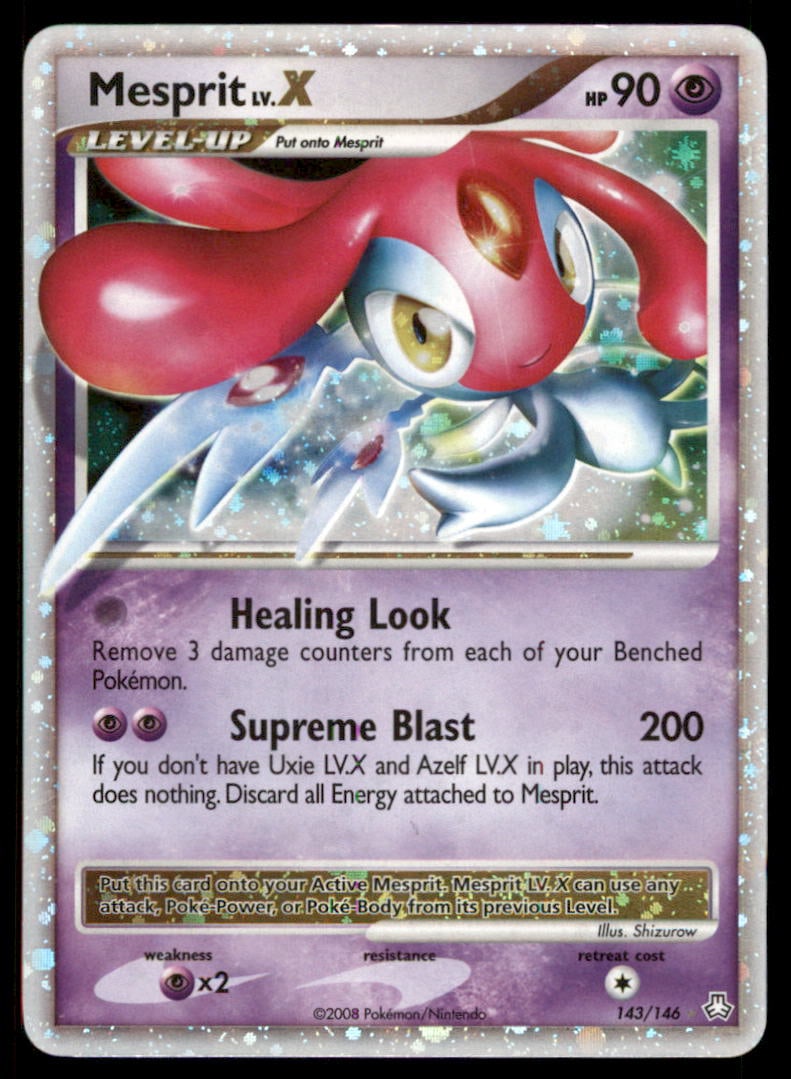 Mesprit LV.X Legends Awakened #143/146 Holo Pokemon Card: We offer combined shipping on multiple items. Buyers may also arrange their own shipping. LiveShipping is a separate and independent option for shipping that is NOT a part of the auction house or thei