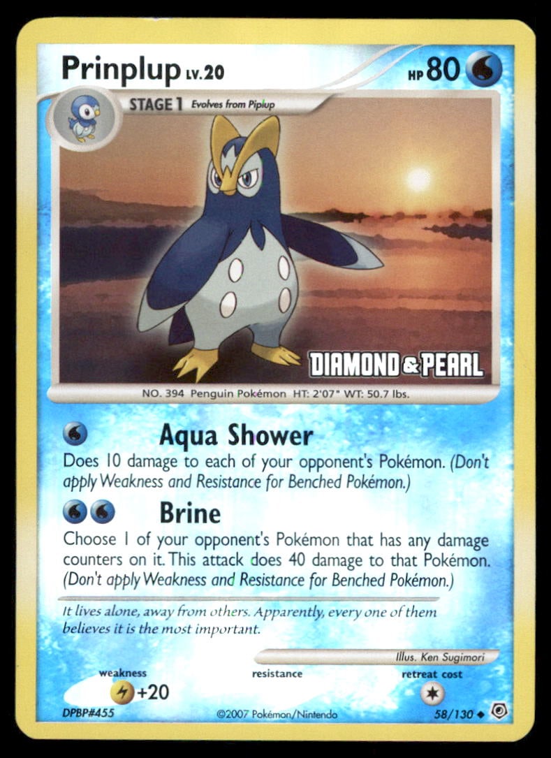 Prinplup Diamond and Pearl #58/130 Reverse Holo Pokemon Card: We offer combined shipping on multiple items. Buyers may also arrange their own shipping. LiveShipping is a separate and independent option for shipping that is NOT a part of the auction house or thei