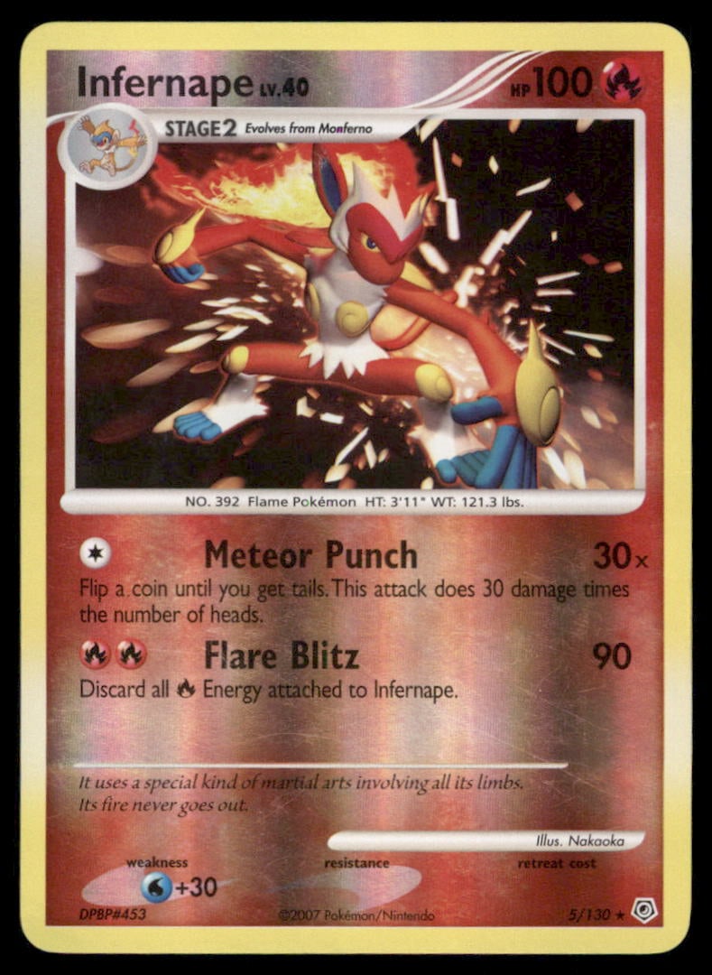 Infernape Diamond and Pearl #5/130 Reverse Holo Pokemon Card: We offer combined shipping on multiple items. Buyers may also arrange their own shipping. LiveShipping is a separate and independent option for shipping that is NOT a part of the auction house or thei