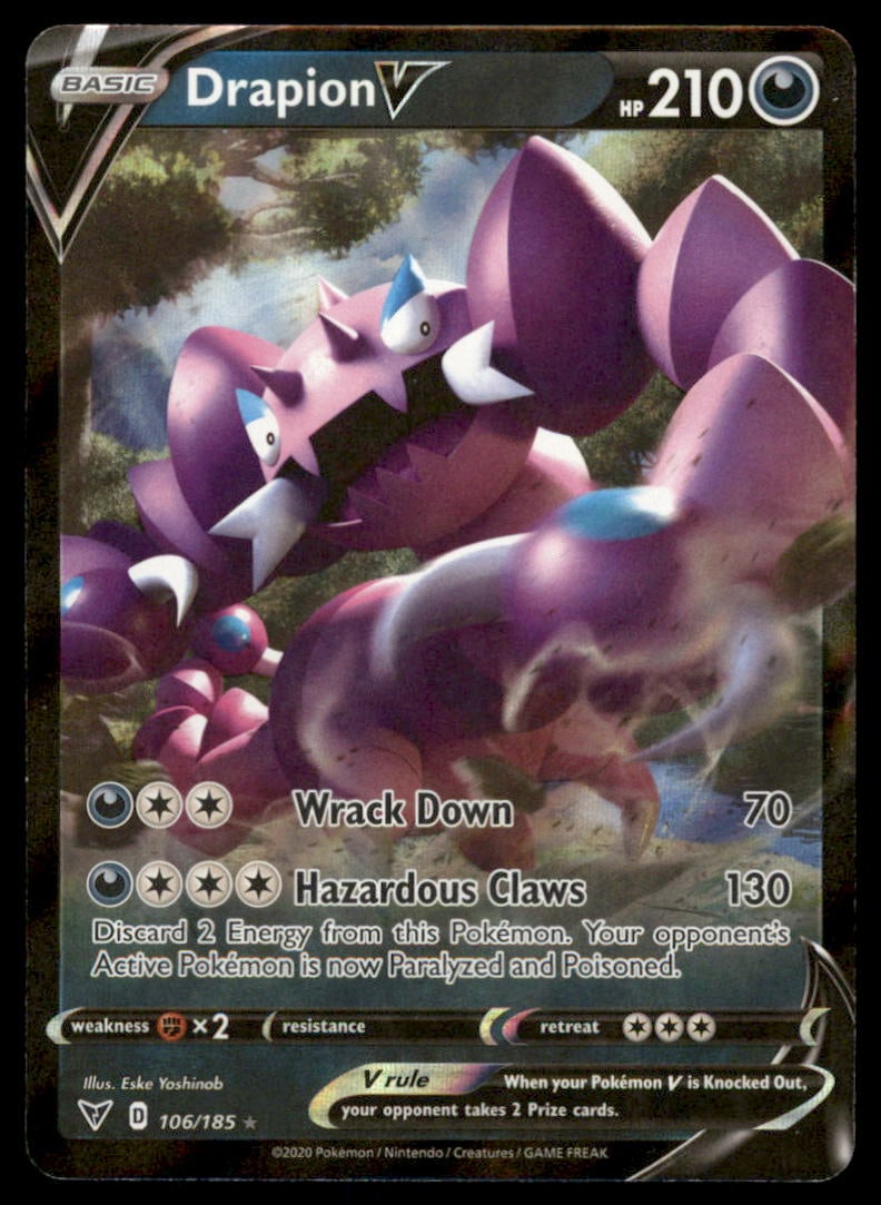 Drapion V SWSH04: Vivid Voltage #106/185 Holo Pokemon Card: We offer combined shipping on multiple items. Buyers may also arrange their own shipping. LiveShipping is a separate and independent option for shipping that is NOT a part of the auction house or thei