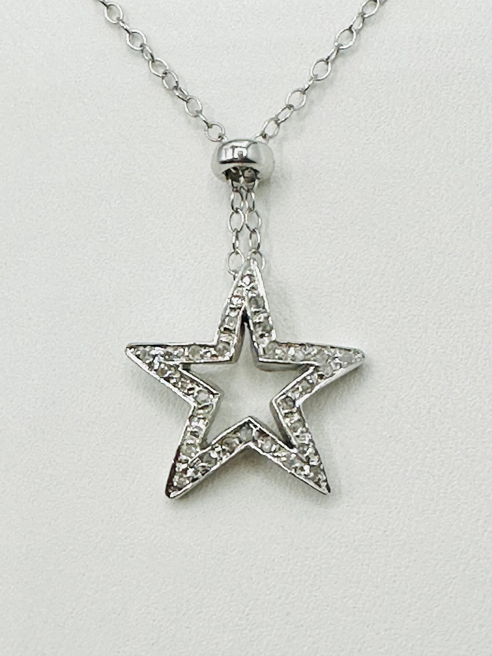 Natural Diamond Star Pendant and Chain 14KT White Gold # 2517 (1 of 4)