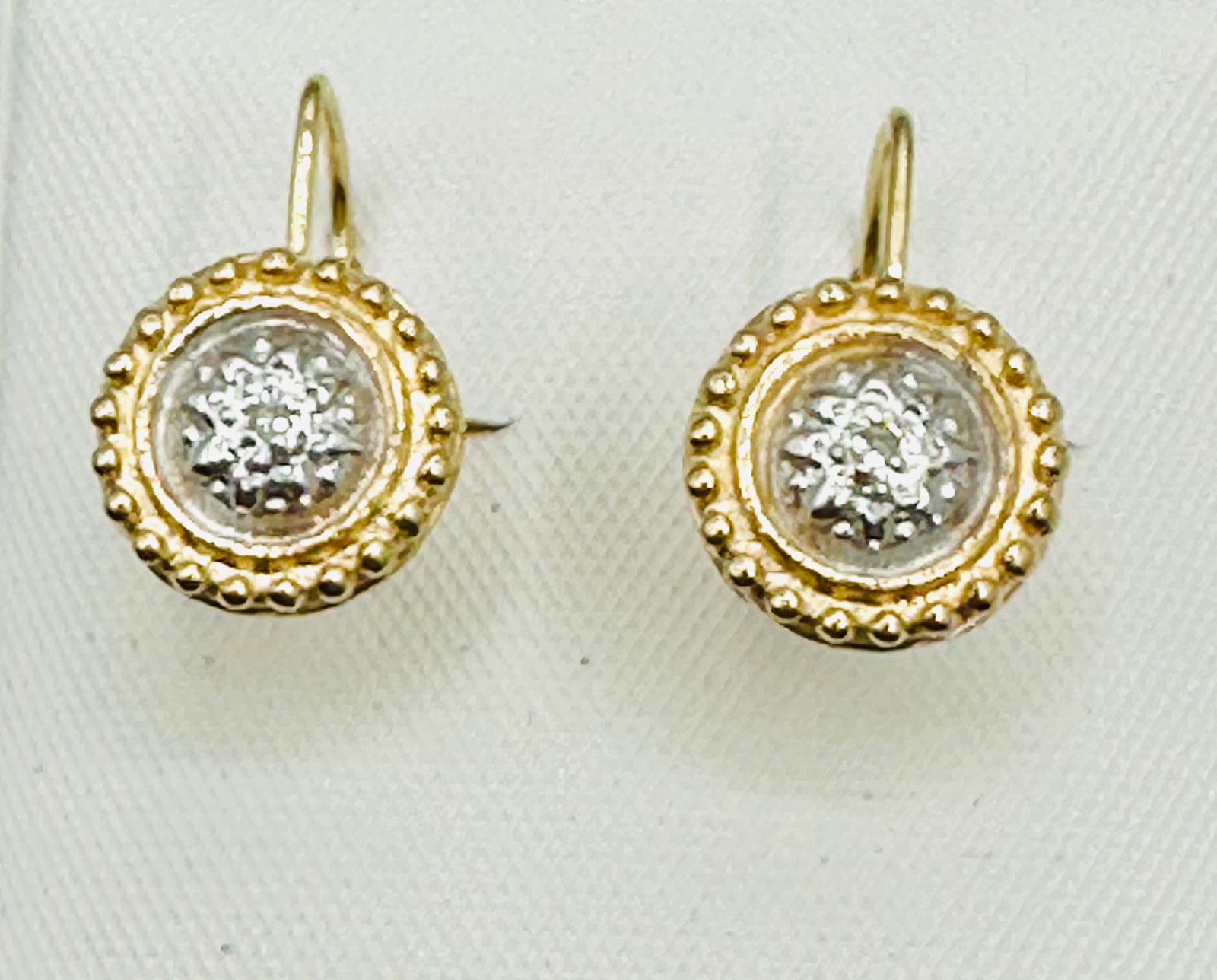 Pair of Natural Diamond Earrings, 14KT Yellow Gold # 2559 (1 of 4)