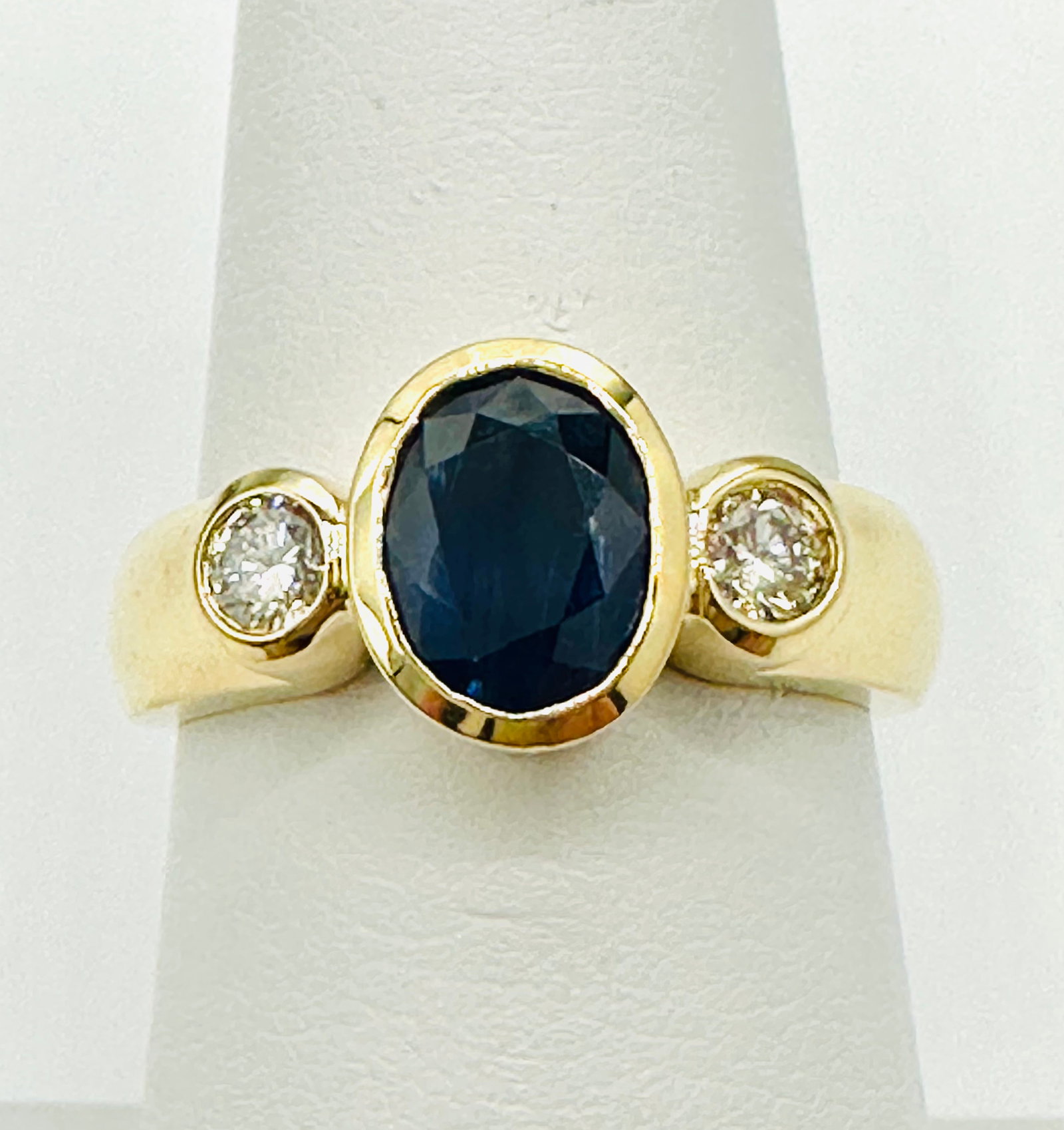 Natural Diamond and Sapphire Ring,14KT Yellow Gold # 2563 (1 of 4)