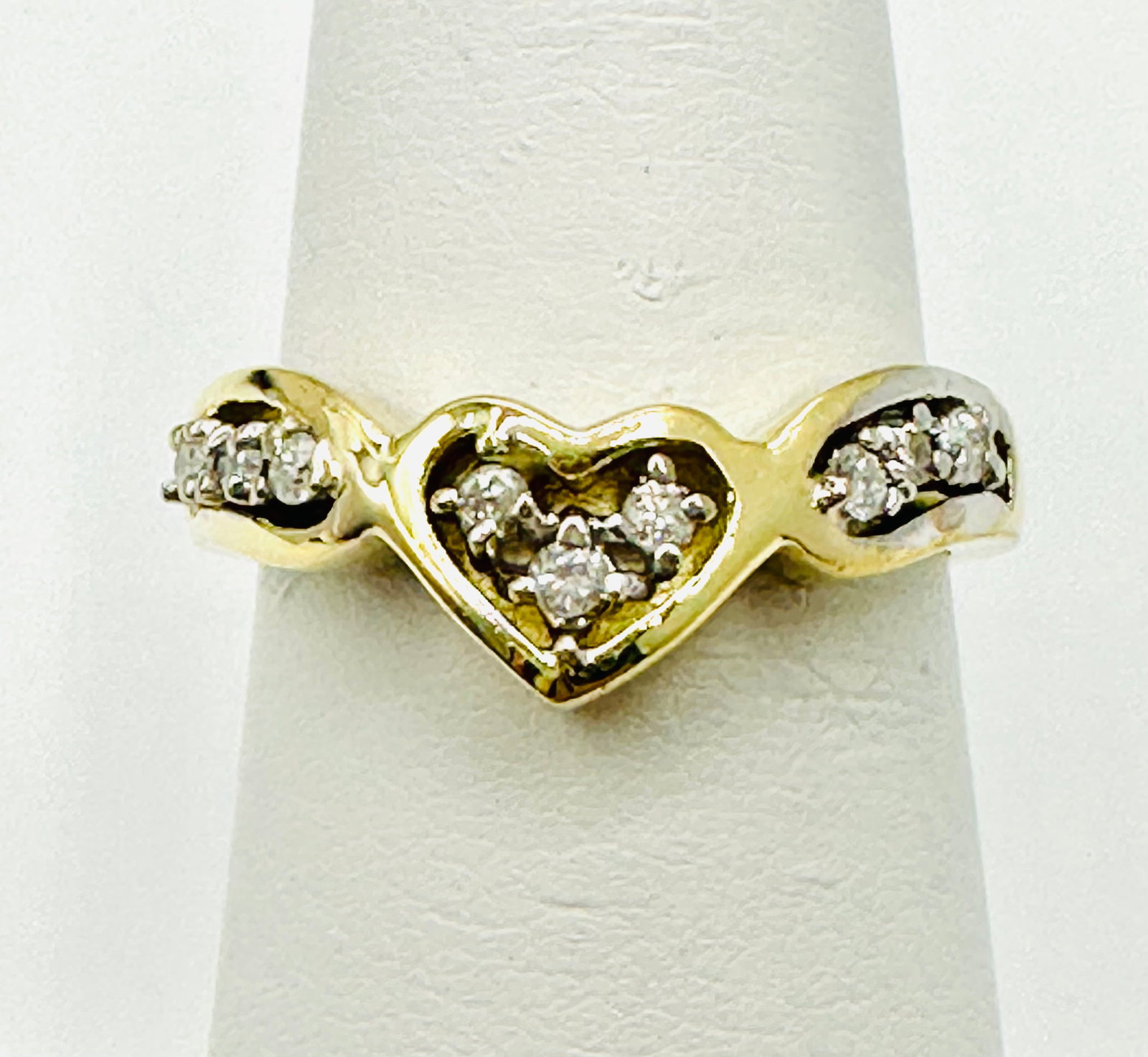 Natural Diamond Heart Ring,14KT Yellow Gold # 2582 (1 of 4)