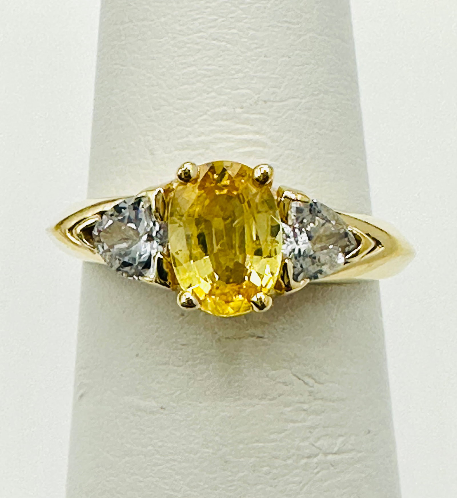 14KT Yellow Gold White Sapphire and Yellow Topaz Ring # 2622 (1 of 4)
