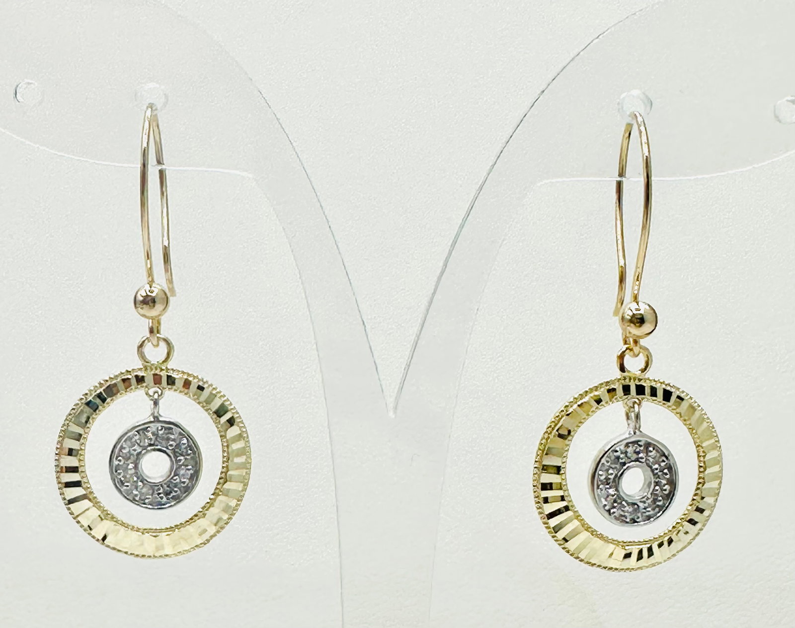 Pair of Natural Diamond Earrings, 14KT Yellow and White Gold # 2640 (1 of 4)