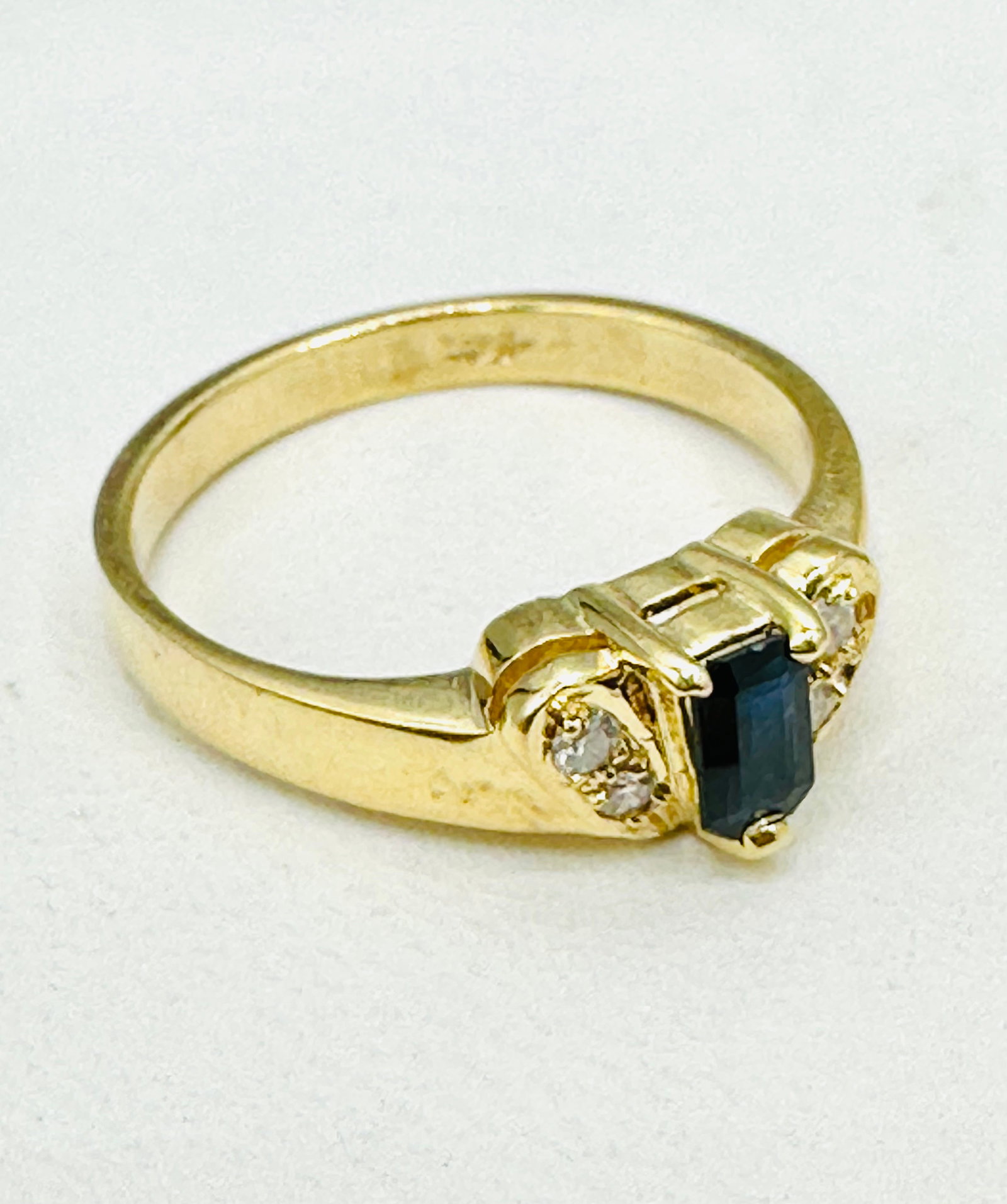 Natural Sapphire and Diamond Ring,14KT Yellow Gold # 2672 (1 of 4)