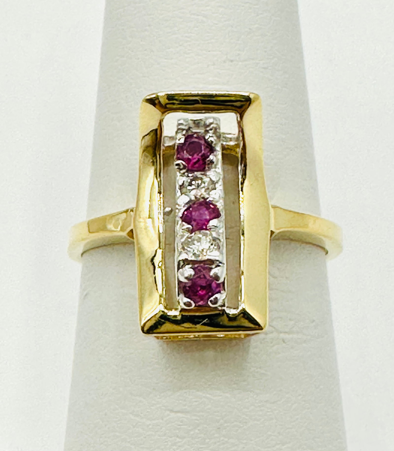 Natural Diamond and Ruby Ring,14KT Yellow Gold # 2674 (1 of 4)
