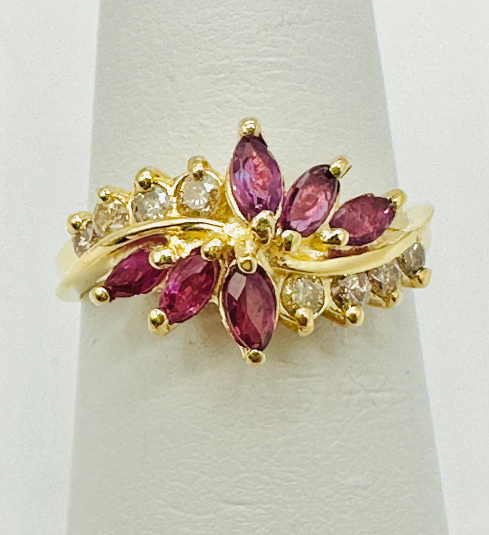 Natural Diamond and Ruby Ring,14KT Yellow Gold # 2675 (1 of 4)