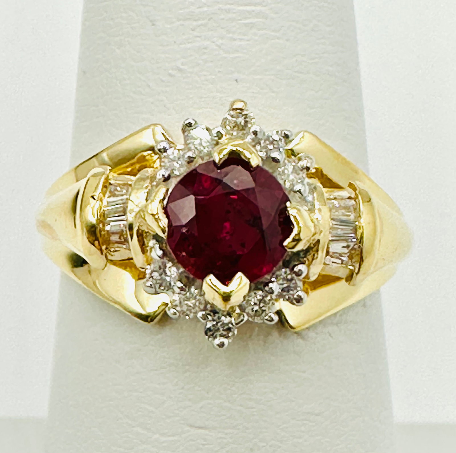Natural Diamond and Ruby Ring,14KT Yellow Gold # 2687 (1 of 4)