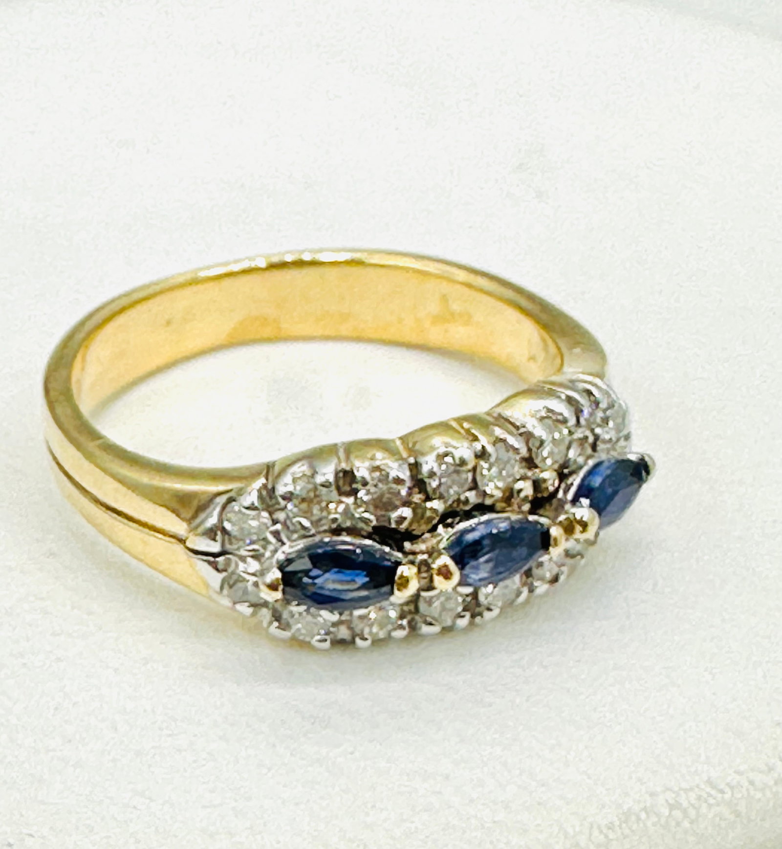 14KT Yellow Gold,Natural Diamond and Sapphire Ring # 2689 (1 of 4)