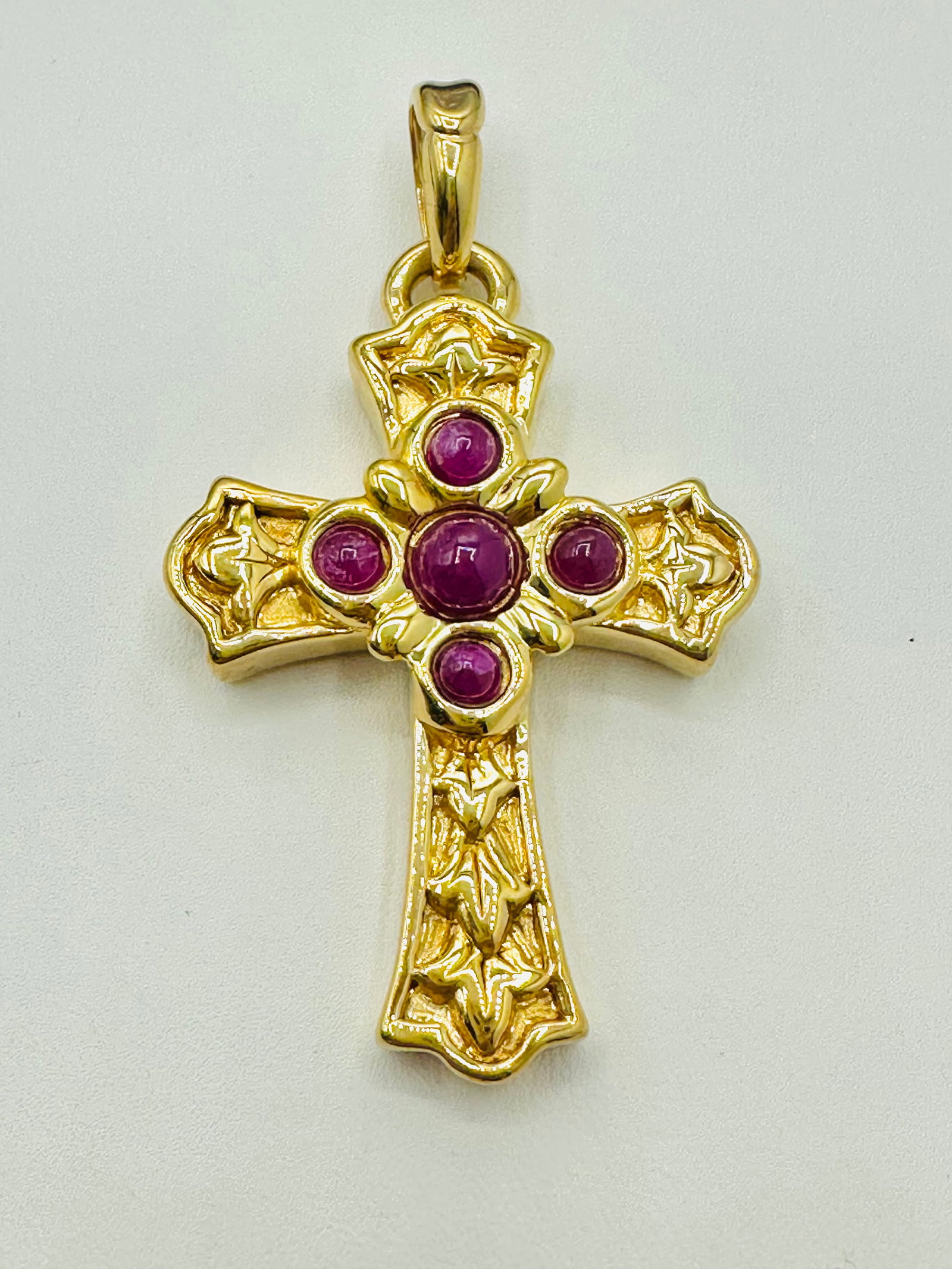 14KT Yellow Gold Ruby Cross Pendant # 2719 (1 of 4)