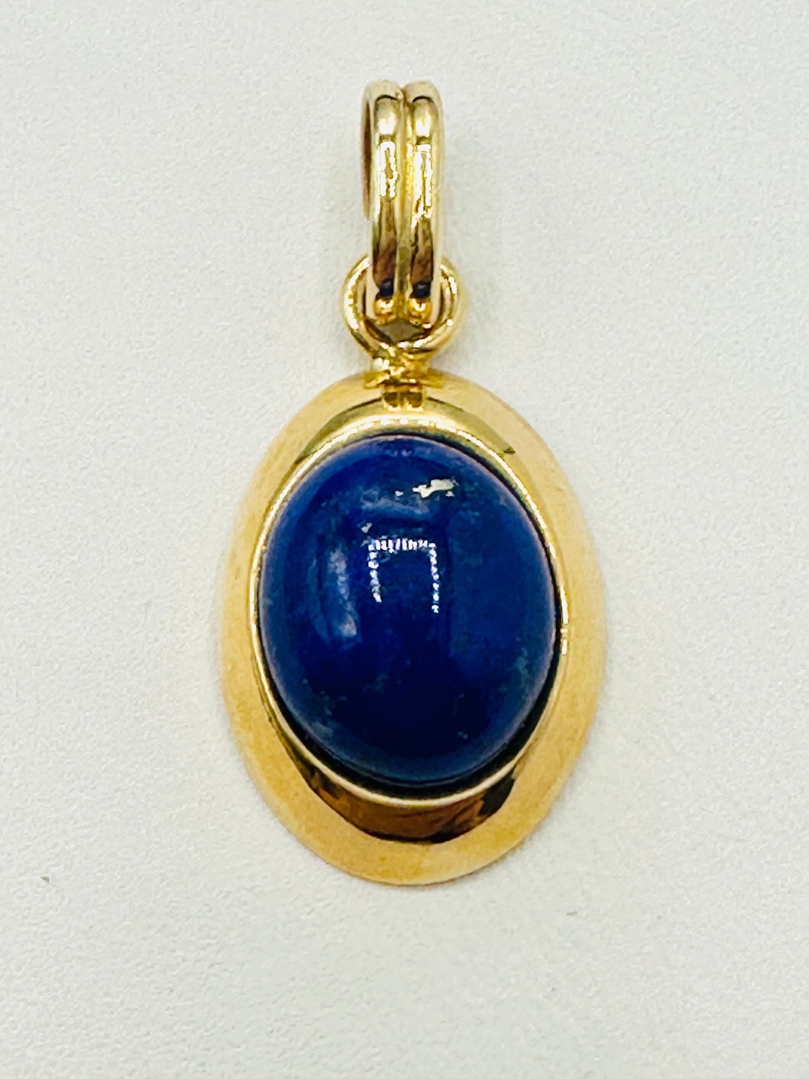 14KT Yellow Gold Oval Lapis Pendant # 2727 (1 of 4)