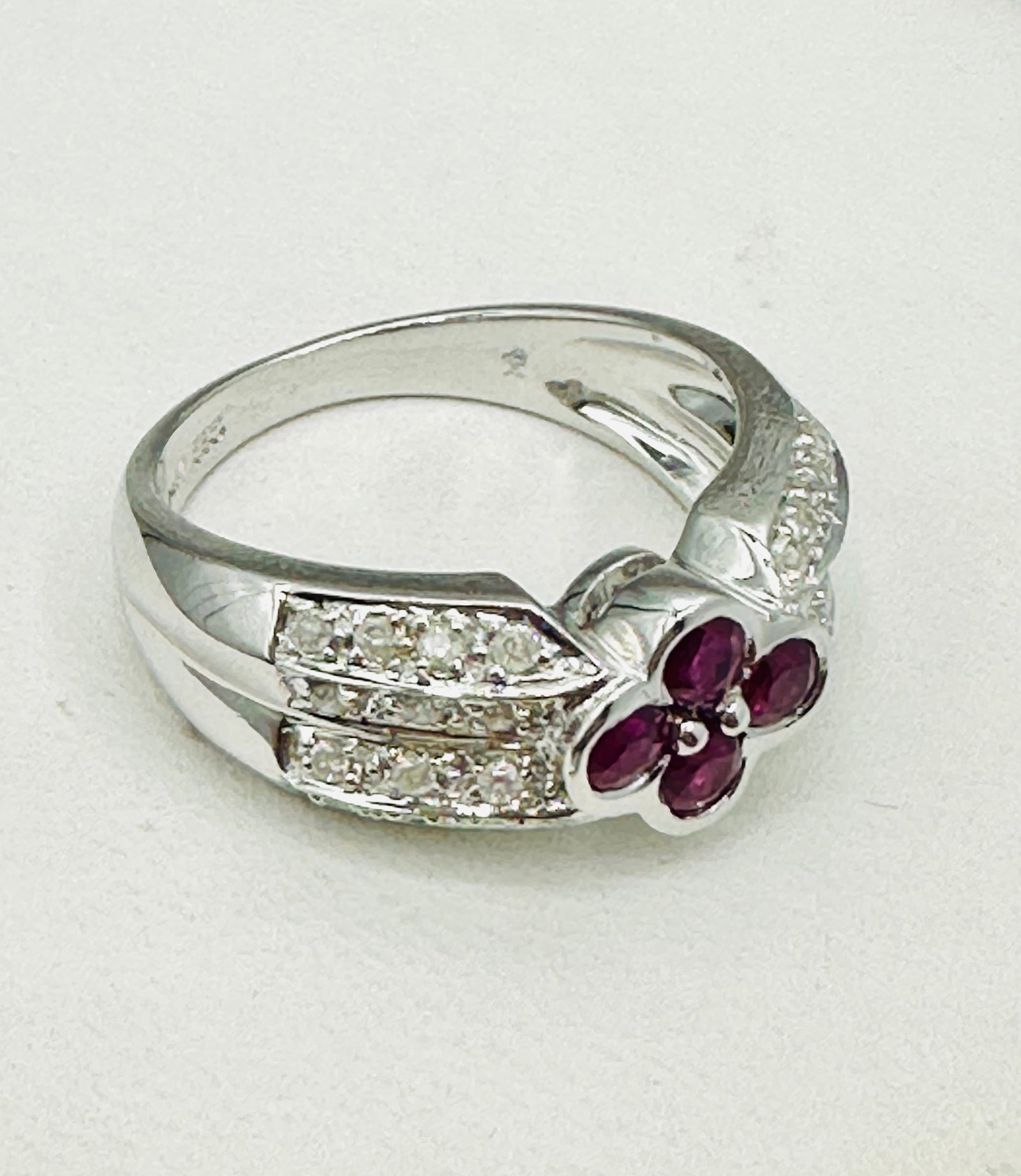 Natural Diamond and Ruby Ring,14KT White Gold # 2733 (1 of 4)