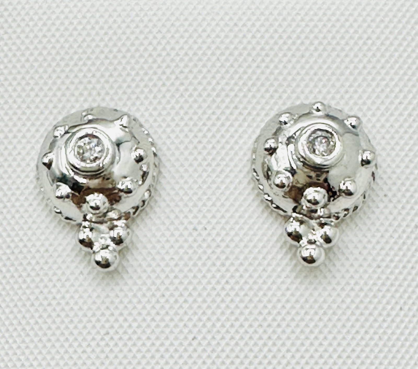 14KT White Gold,Pair of Natural Diamond Earrings # 2743 (1 of 3)