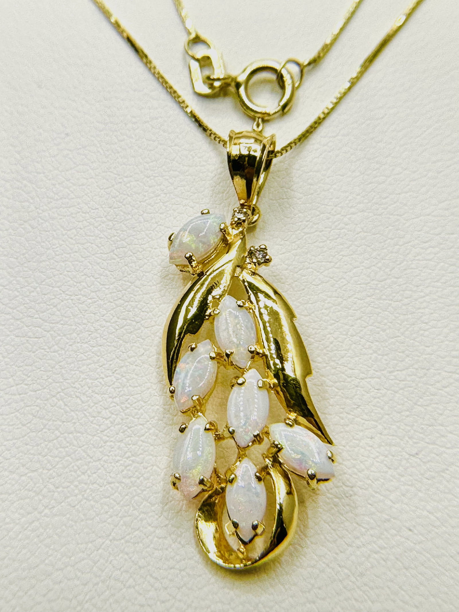 14KT Yellow Gold Marquis Opal Pendant Necklace - J11169 (1 of 3)