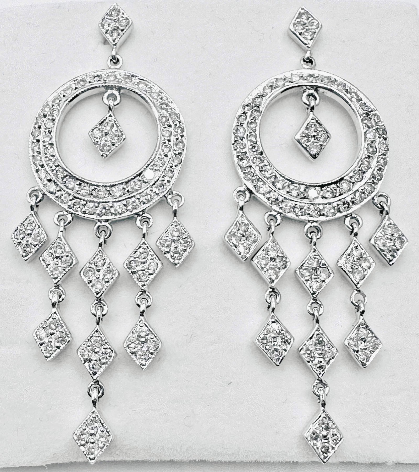 18KT White Gold Natural Diamond Chandelier Earrings - J11240 (1 of 4)