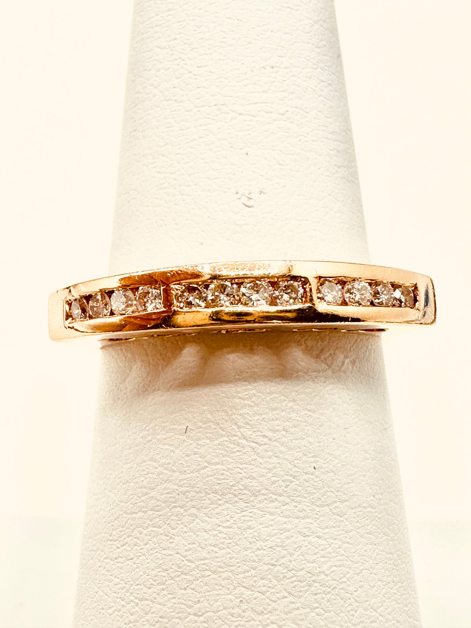 14KT Pink Gold Channel Set Natural Diamond Ring Size 6.75 - J11249 (1 of 3)