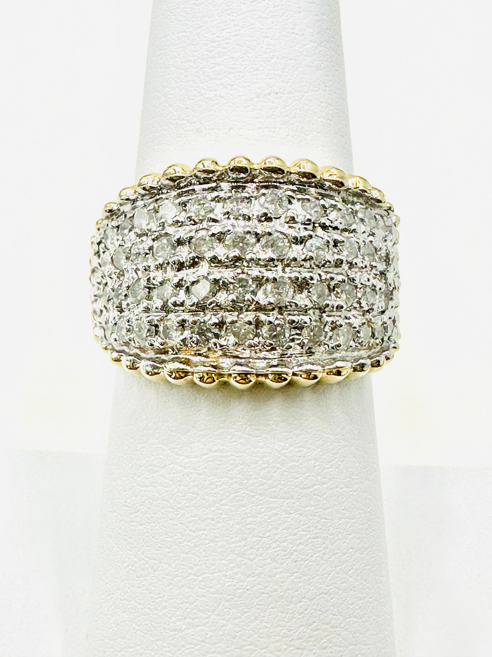 10KT 2-Tone Gold Natural Diamond Band, Multi Row Diamond Ring Size 6 - J11296 (1 of 3)