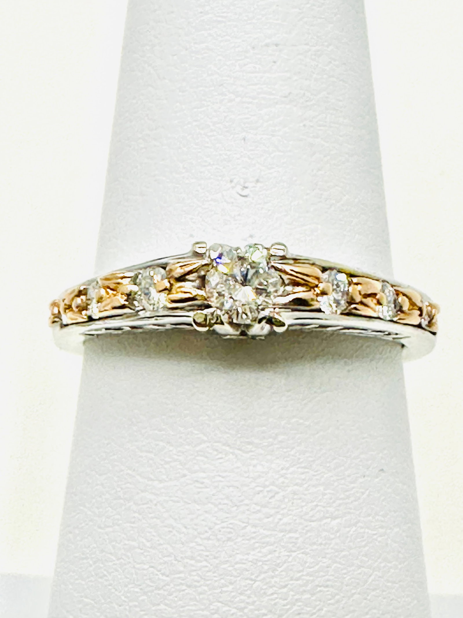 14KT White And Pink Gold Natural Diamond Engagement Ring Size 6.5 - J11396 (1 of 3)