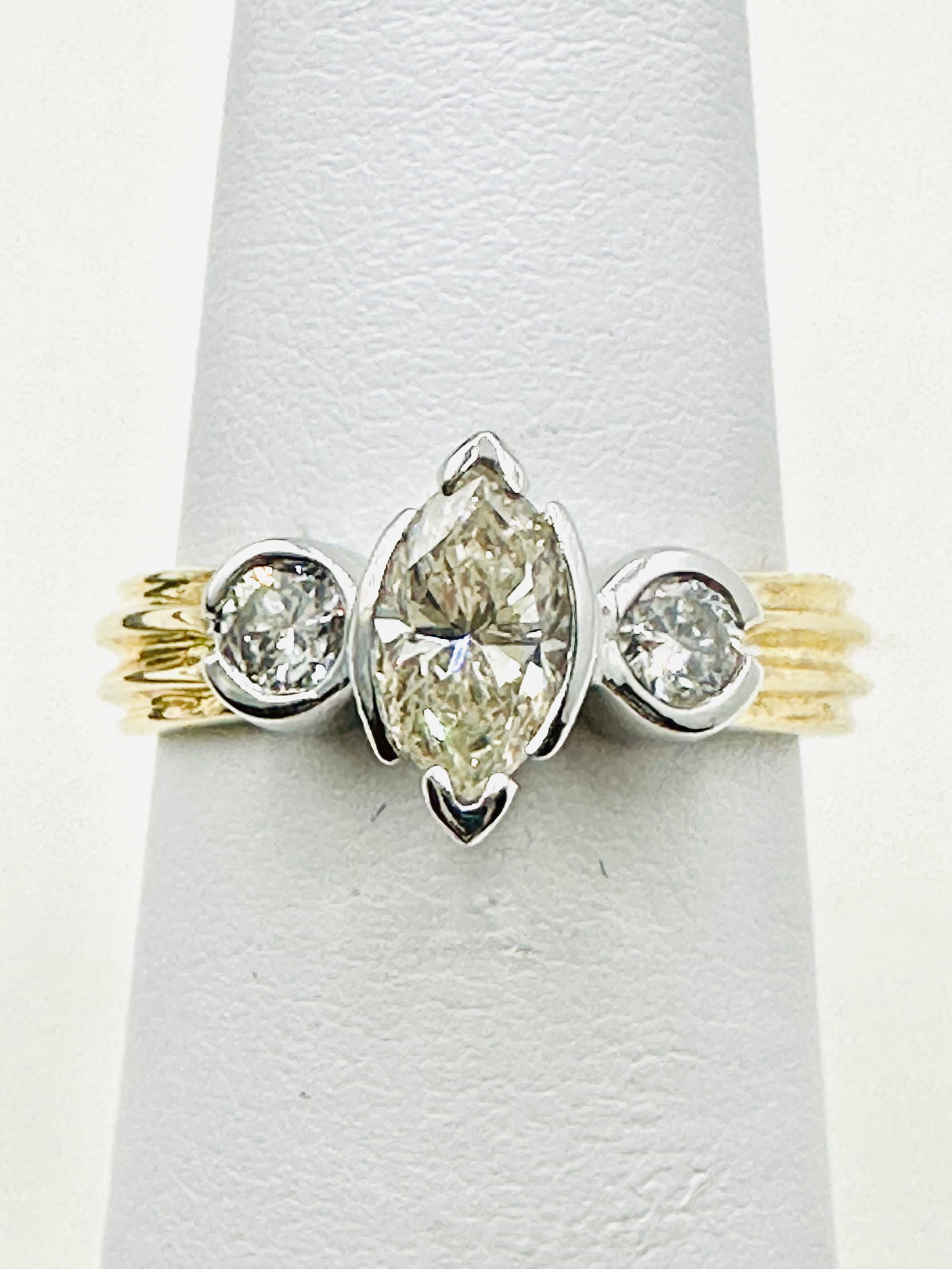 14 Karat 2-Tone Gold Natural Diamond Engagement Ring Size 6.25 - J11493 (1 of 3)