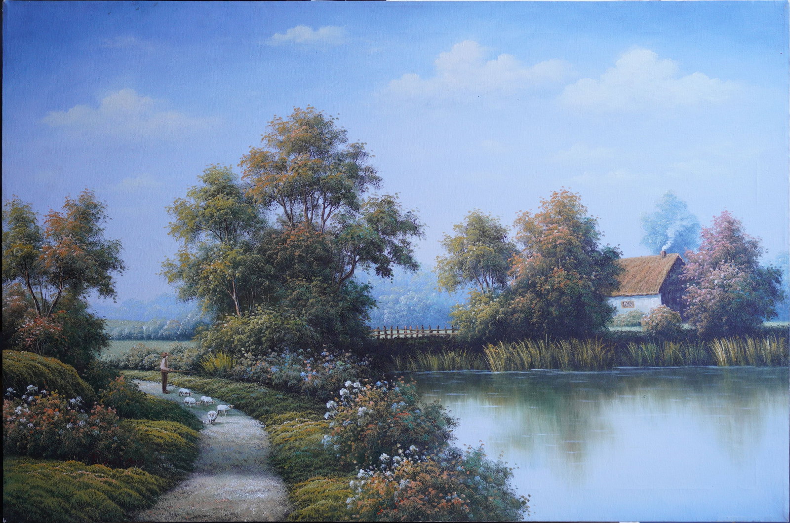 Sheep Herder Stroll Oil on Canvas Painting (1 of 8)