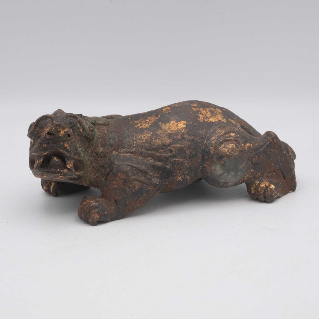 Antique Chinese Carved Gilt Jade Pixiu Figure (1 of 6)