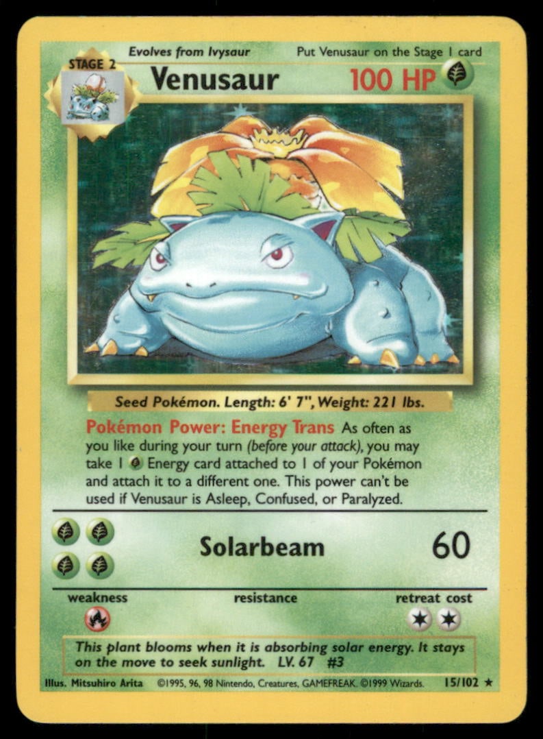 Venusaur Base Set #015/102 Holo Pokemon Card: We offer combined shipping on multiple items. Buyers may also arrange their own shipping. LiveShipping is a separate and independent option for shipping that is NOT a part of the auction house or thei