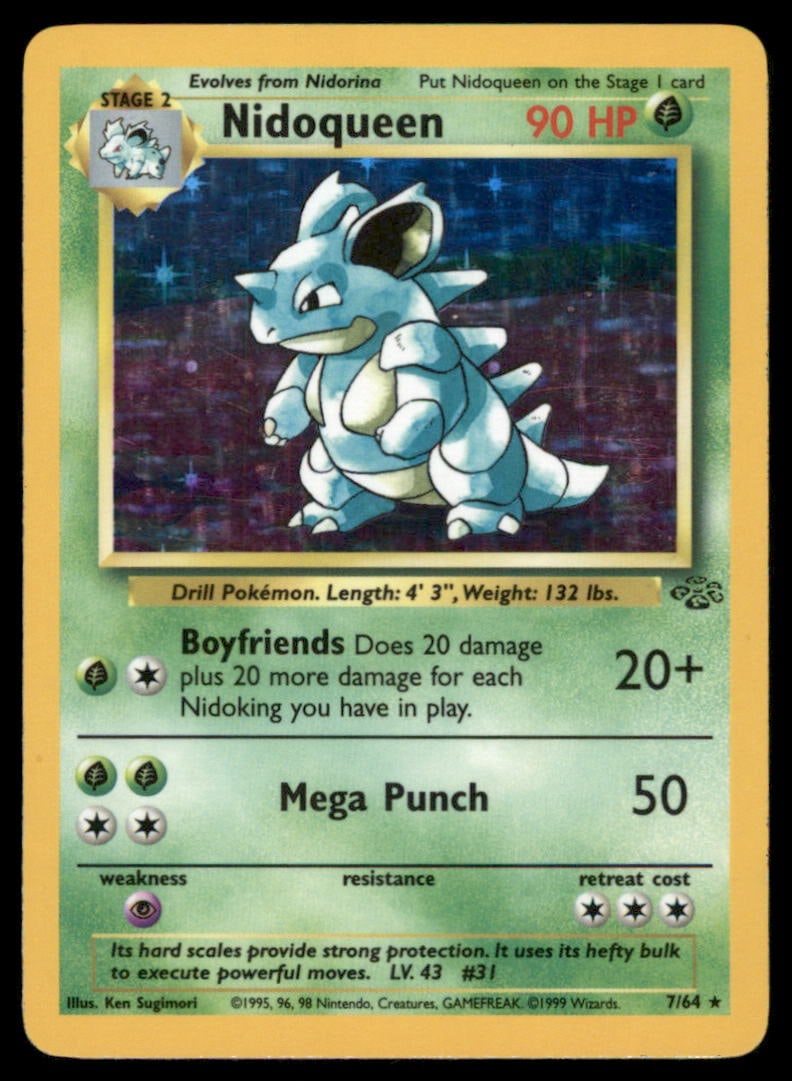 Nidoqueen (7) Jungle #07/64 Holo Pokemon Card: We offer combined shipping on multiple items. Buyers may also arrange their own shipping. LiveShipping is a separate and independent option for shipping that is NOT a part of the auction house or thei