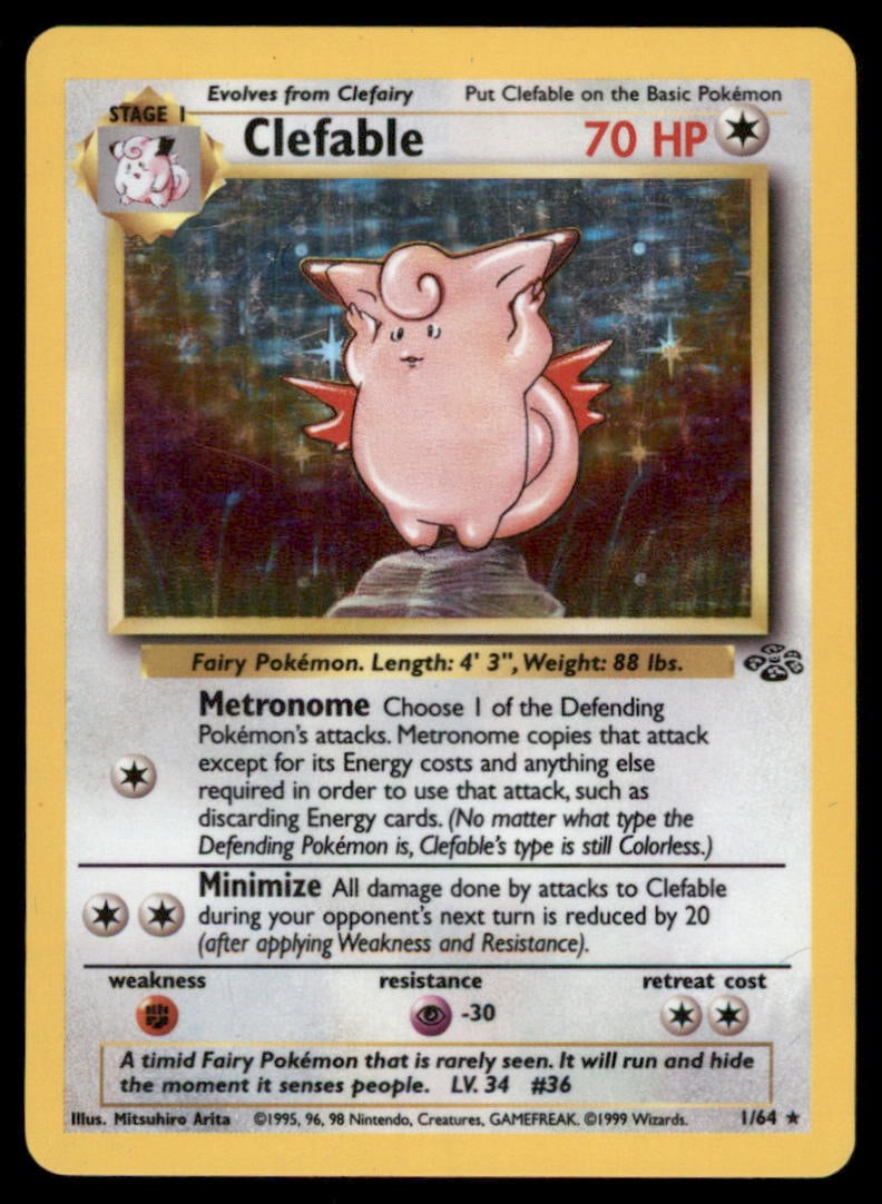 Clefable (1) Jungle #01/64 Holo Pokemon Card (1 of 2)