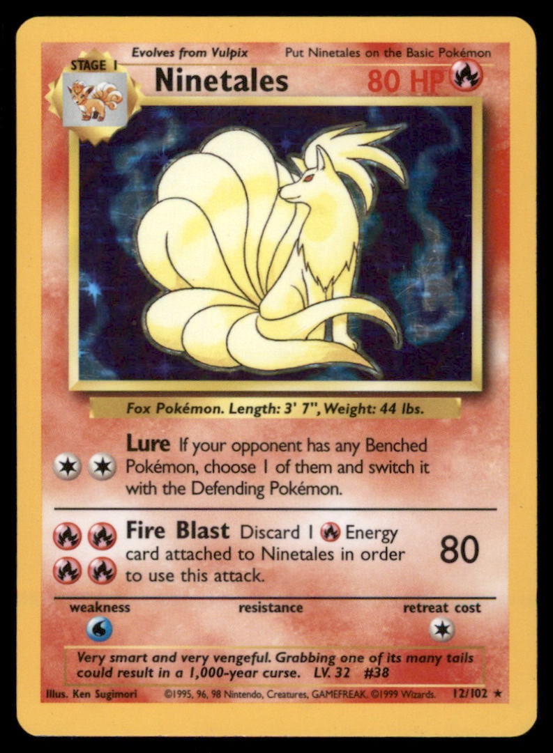 Ninetales Base Set #012/102 Holo Pokemon Card (1 of 2)