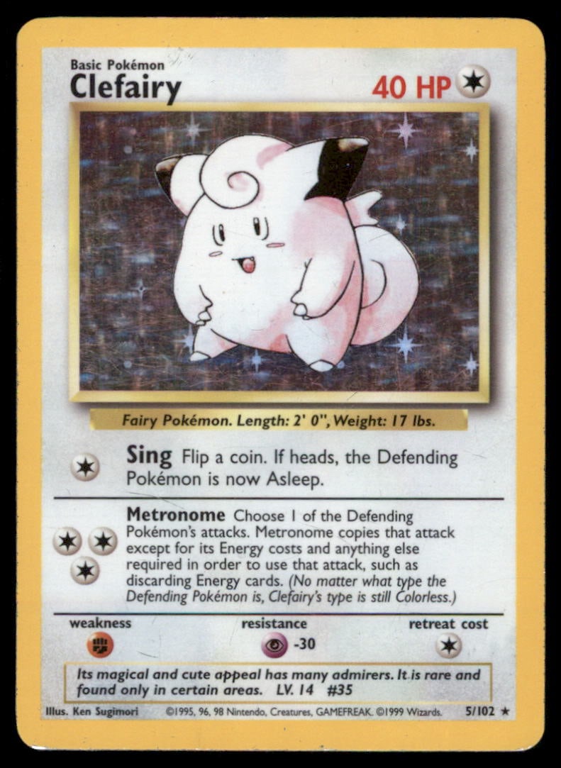 Clefairy Base Set #005/102 Holo Pokemon Card: We offer combined shipping on multiple items. Buyers may also arrange their own shipping. LiveShipping is a separate and independent option for shipping that is NOT a part of the auction house or thei