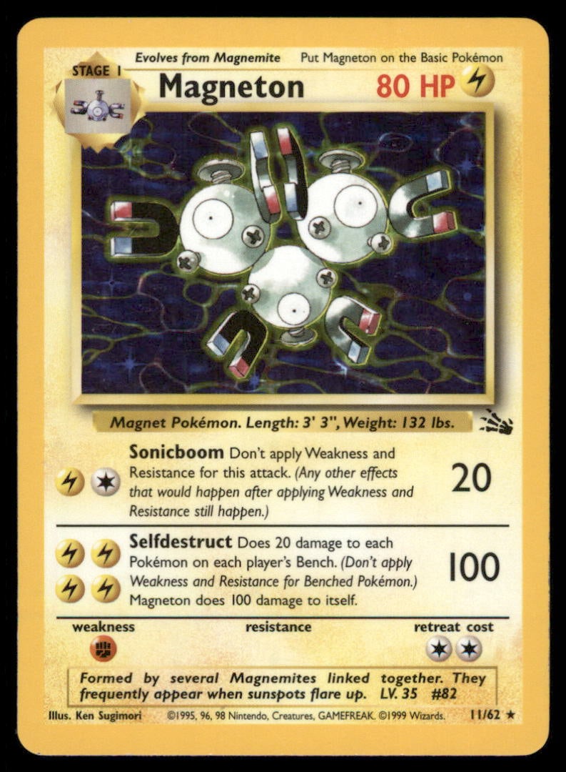 Magneton (11) Fossil #11/62 Holo Pokemon Card: We offer combined shipping on multiple items. Buyers may also arrange their own shipping. LiveShipping is a separate and independent option for shipping that is NOT a part of the auction house or thei