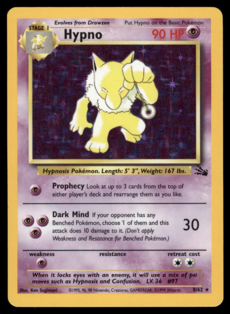 Hypno (8) Fossil #08/62 Holo Pokemon Card: We offer combined shipping on multiple items. Buyers may also arrange their own shipping. LiveShipping is a separate and independent option for shipping that is NOT a part of the auction house or thei