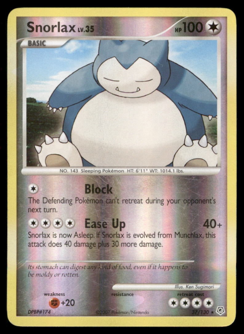 Snorlax 37/130 Diamond & Pearl Pokemon Card Reverse Holo: We offer combined shipping on multiple items. Buyers may also arrange their own shipping. LiveShipping is a separate and independent option for shipping that is NOT a part of the auction house or thei