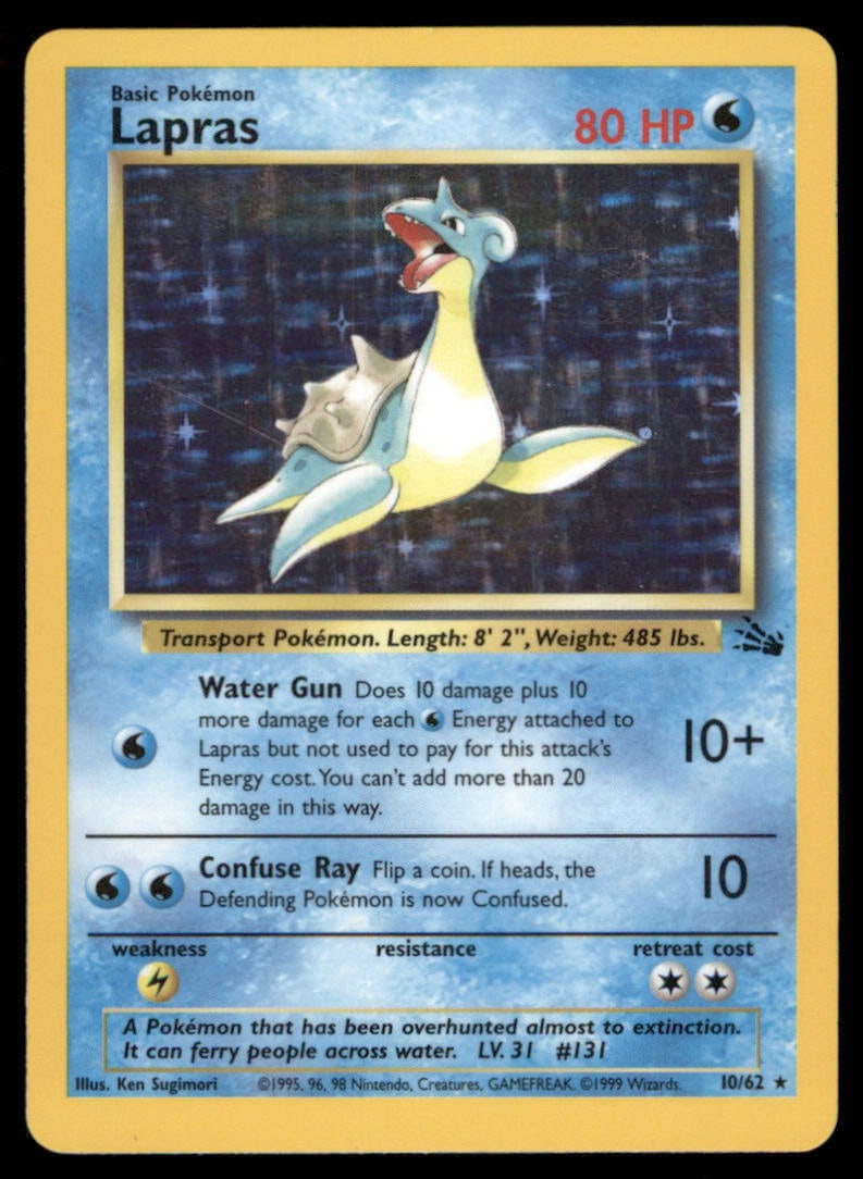 Lapras 10/62 Holo Fossil Pokemon Card: We offer combined shipping on multiple items. Buyers may also arrange their own shipping. LiveShipping is a separate and independent option for shipping that is NOT a part of the auction house or thei