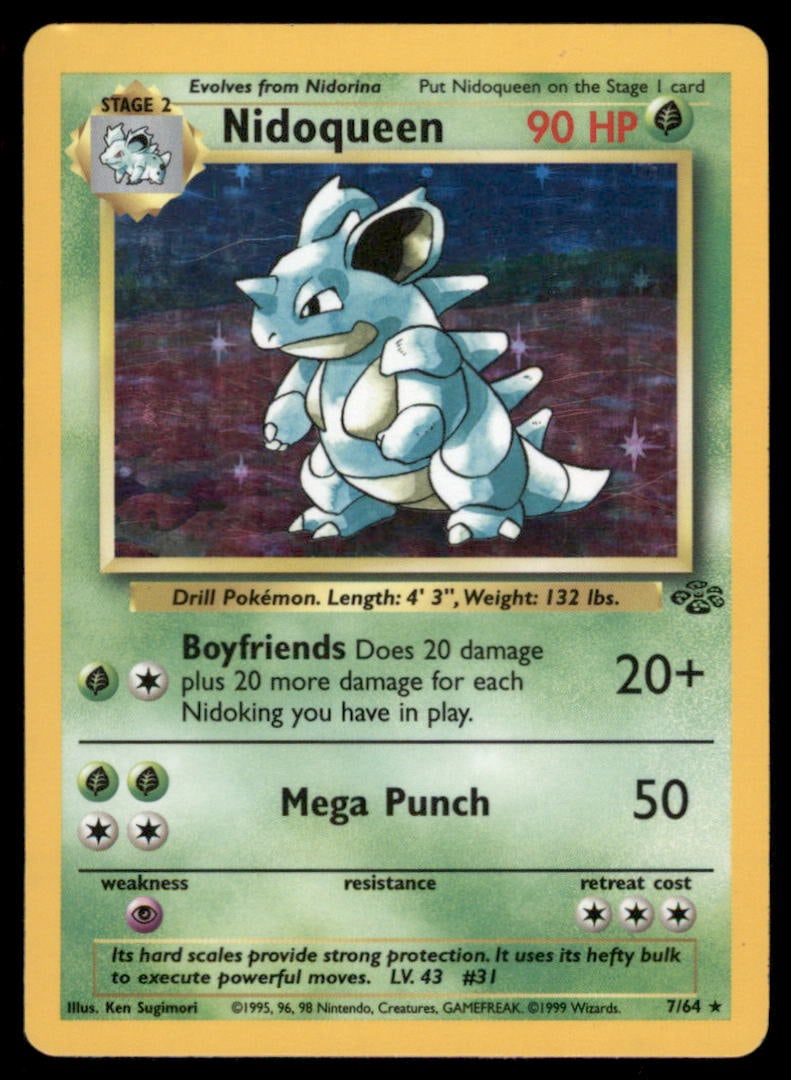 Nidoqueen 7/64 Holo Jungle Pokemon Card: We offer combined shipping on multiple items. Buyers may also arrange their own shipping. LiveShipping is a separate and independent option for shipping that is NOT a part of the auction house or thei