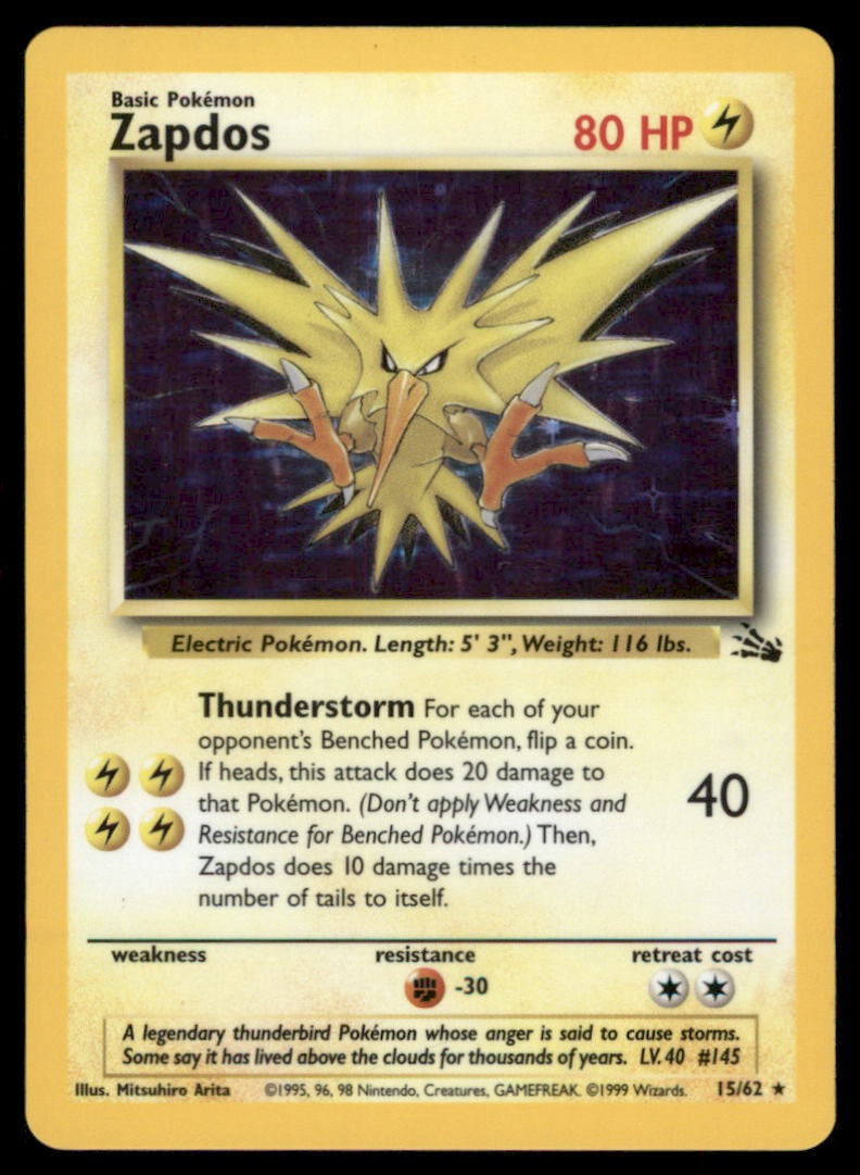 Zapdos 15/62 Holo Fossil Pokemon Card: We offer combined shipping on multiple items. Buyers may also arrange their own shipping. LiveShipping is a separate and independent option for shipping that is NOT a part of the auction house or thei