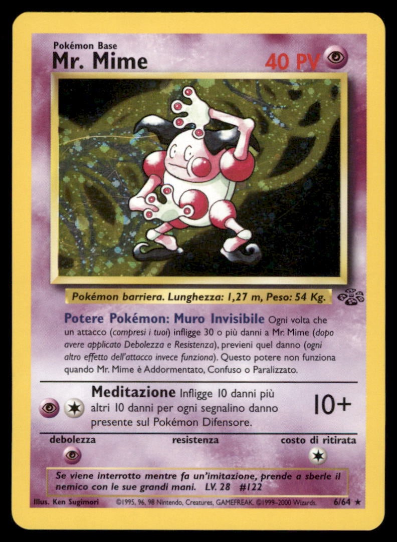 Mr. Mime 6/64 Holo Jungle Pokemon Card Unlimited Holo (1 of 2)