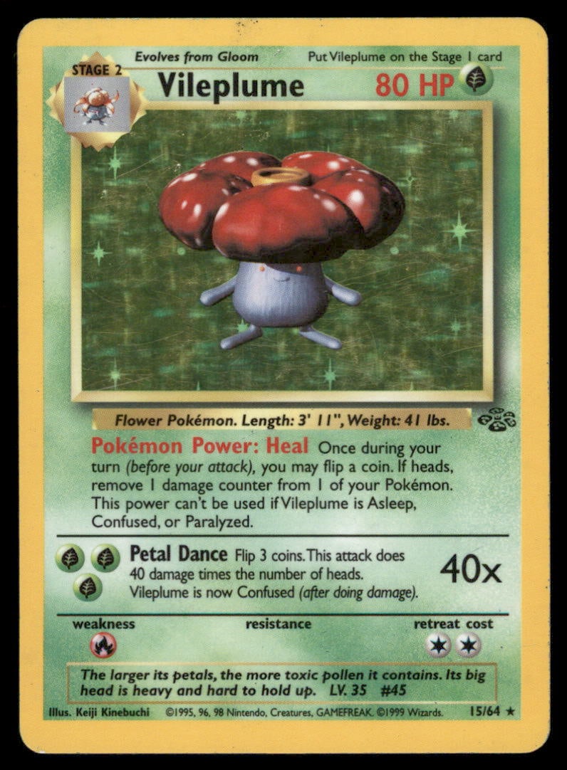 Vileplume 15/64 Holo Jungle Pokemon Card Unlimited Holo (1 of 2)