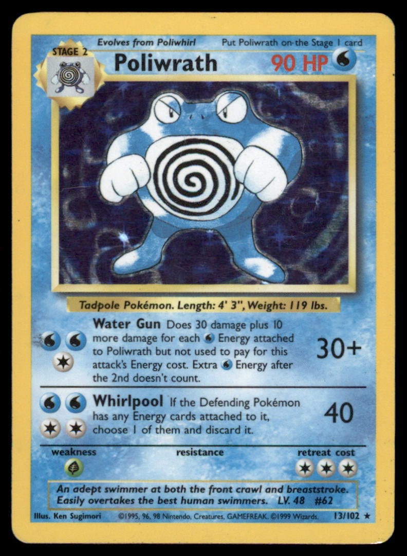 Poliwrath 13/102 Holo Base Set Unlimited Pokemon Card Holo: We offer combined shipping on multiple items. Buyers may also arrange their own shipping. LiveShipping is a separate and independent option for shipping that is NOT a part of the auction house or thei