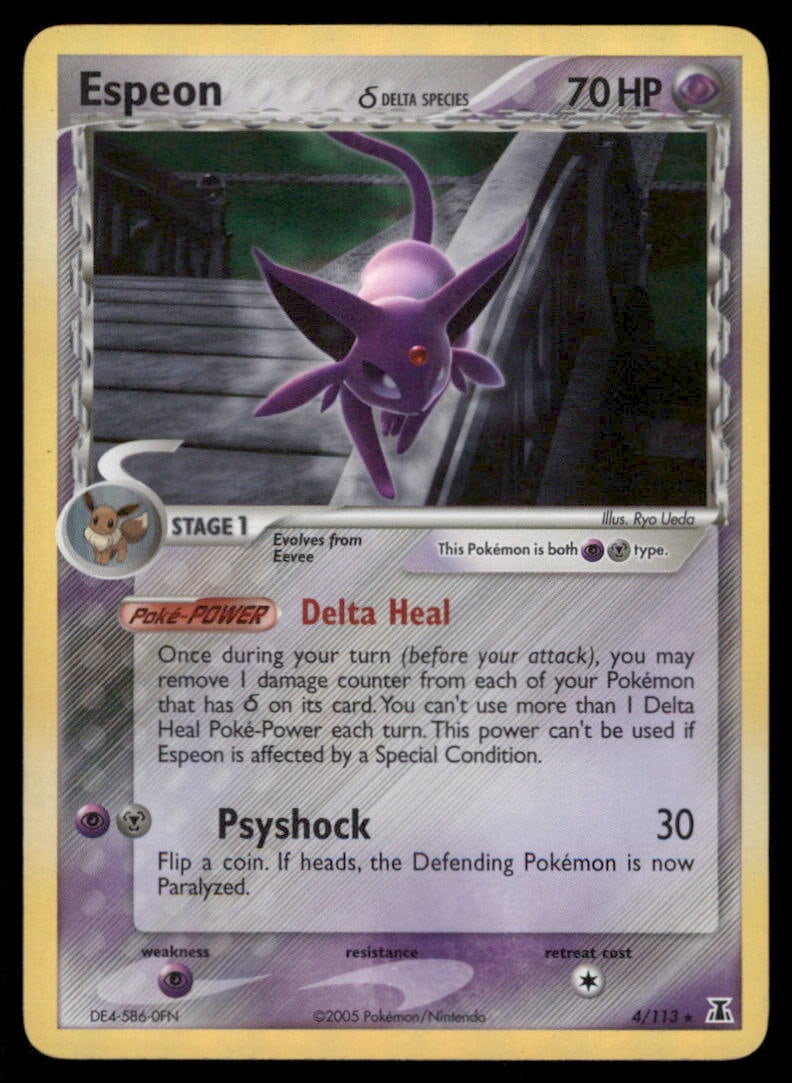 Espeon 4/113 Holo Delta Species Pokemon Card Holo: We offer combined shipping on multiple items. Buyers may also arrange their own shipping. LiveShipping is a separate and independent option for shipping that is NOT a part of the auction house or thei